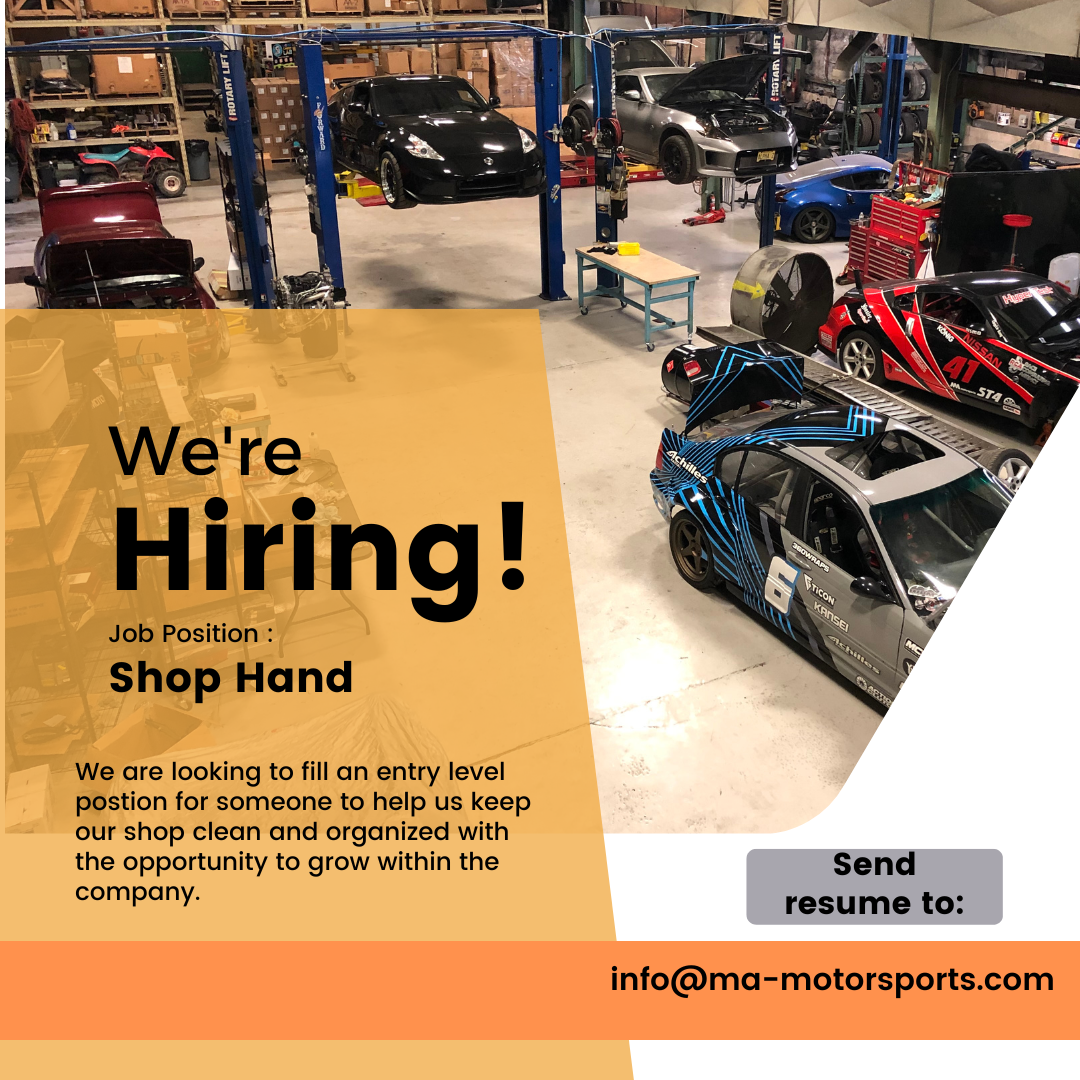 NOW HIRING:  Shop Hand....